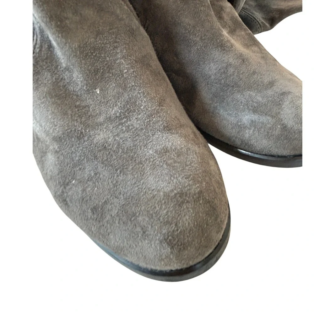 Stuart Weitzman Tieland Over The Knee Boot Grey Womens 8.5 Suede Block Heel